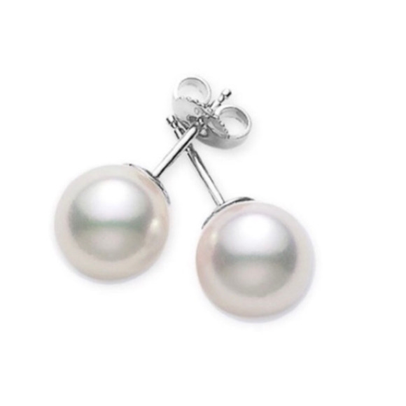 Renaissance Collection Freshwater Pearl Studs White Gold Over Sterling Silver - Picture 1 of 3